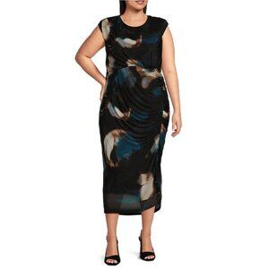 NWT DKNY by Donna Karan Printed Knit Round Neck Sleeveless Sheath Dress
